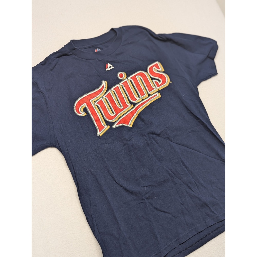 Majestic Minnesota Twins Torii Hunter 48 Navy Blue Graphic T-Shirt Mens Medium